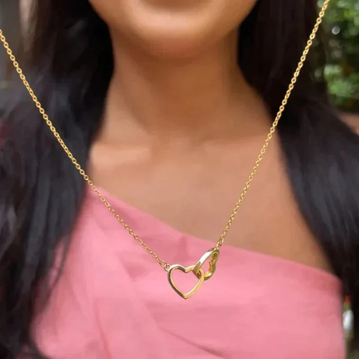 Colar Dois Corações Personalizado + Caixa