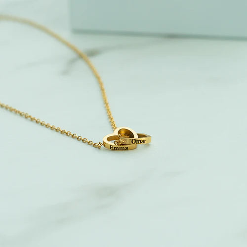 Colar Dois Corações Personalizado + Caixa