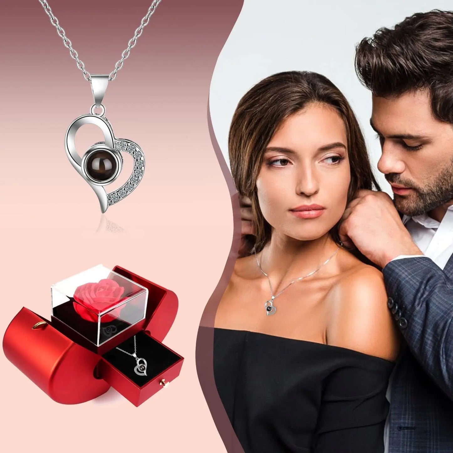 Encanto Eterno – Rosa + Caixa de Joias de Luxo