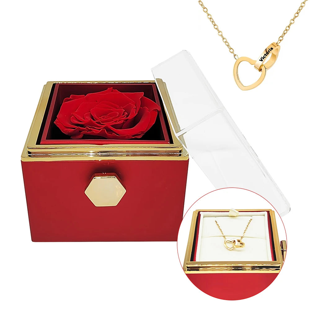 Colar Dois Corações Personalizado + Caixa
