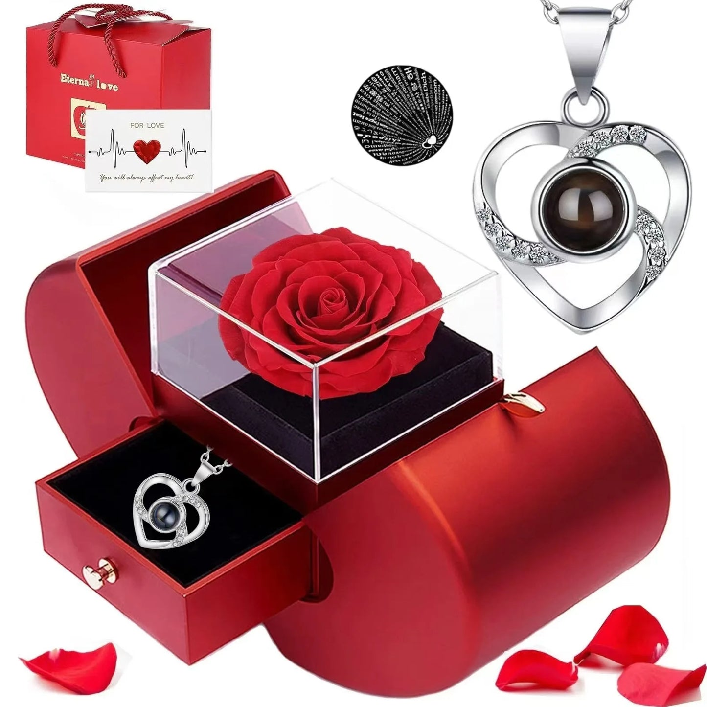 Encanto Eterno – Rosa + Caixa de Joias de Luxo